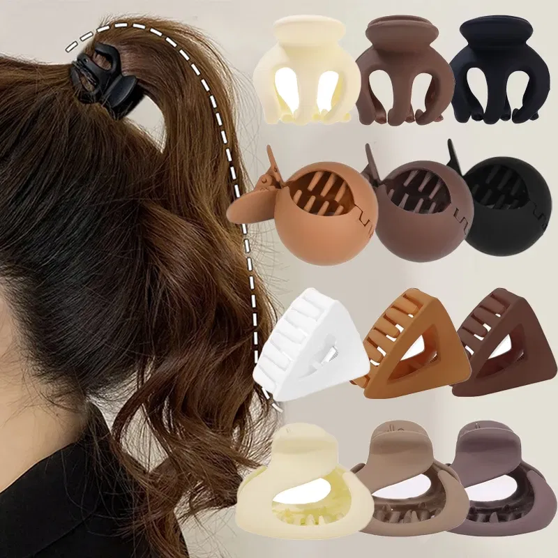 Color: Blue - Korean Fashion Ponytail Hair Claw Clip Black Acrylic Small Hair Claws Women Girls shark Clips Headwear Barrette Hair Accessories