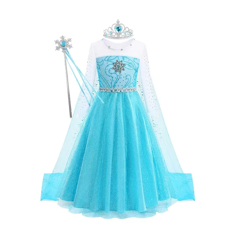Color: Pink, Kid Size: 4T - Disney Kids Girls Cosplay Frozen Elsa Anna Princess Dress Girl Mesh Ball Gown Carnival Birthday Clothes Snow Queen Elsa Costume