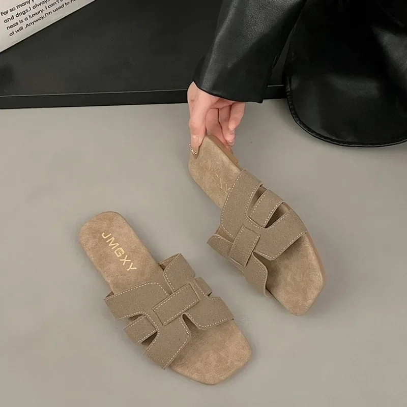 Color: black, Shoe Size: 41 - Summer New Women Slippers Flat Bottom Non-slip Outdoor Open Toe Beach Female Sandals Sexy Fashion Design Slides Woman Shoes