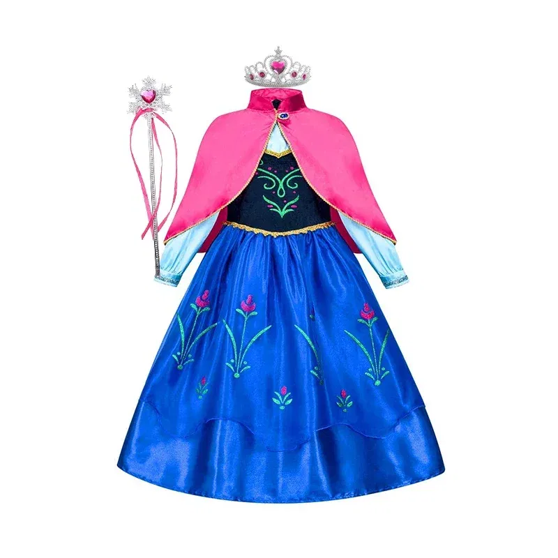 Color: SKY BLUE, Kid Size: 4T - Disney Kids Girls Cosplay Frozen Elsa Anna Princess Dress Girl Mesh Ball Gown Carnival Birthday Clothes Snow Queen Elsa Costume