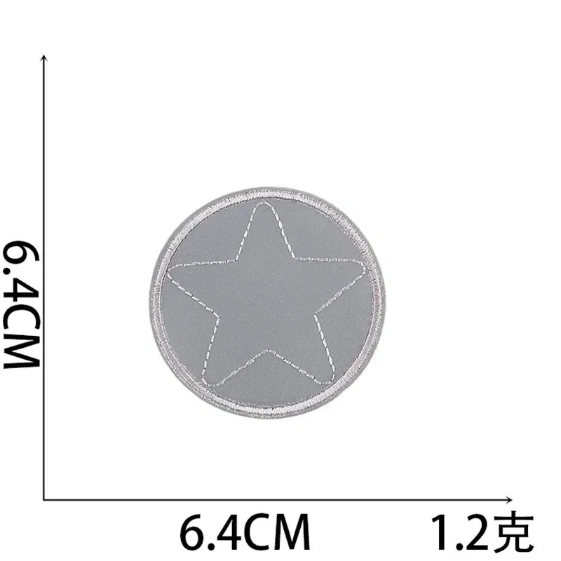 Color: Antique Zinc - 1pc Reflective Patches For Night Clothing Iron On Star Heart Flower Football Hand Diamond Stickers Diy Jackets Badge Appliques