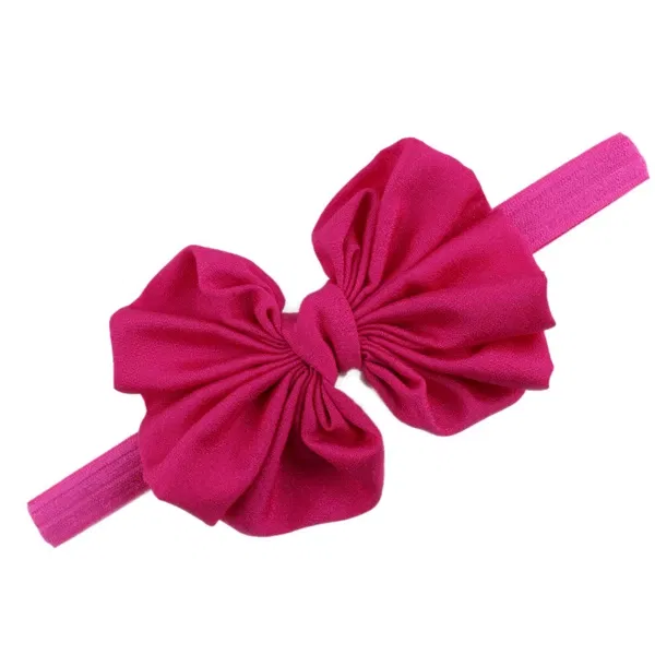 Color: Rose Red - Baby girls hair bow flower Headband Kids Girls Bowknot Elastic Hair Band Headwear Newborn Head Band children hair Accessories