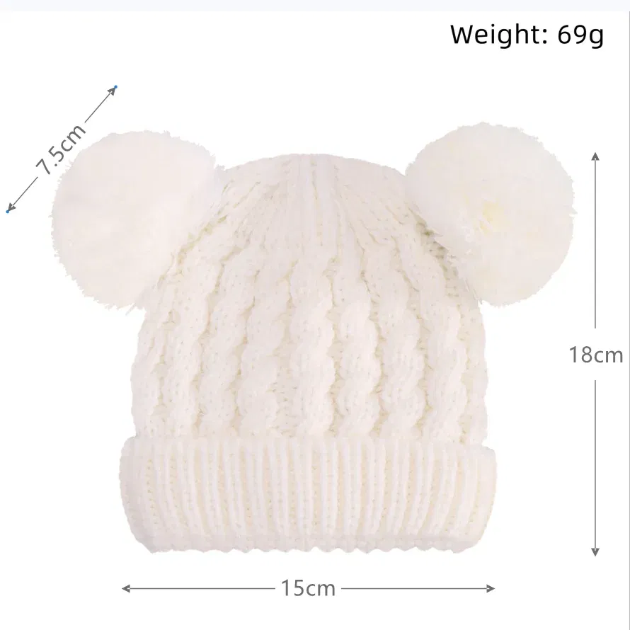 Color: Green - Autumn Winter Baby Hat for Girls Beanie Bonnet Kids Cute Pompoms Knit Hats Solid Newborn Accessories Warmer Stuff Toddler Cap