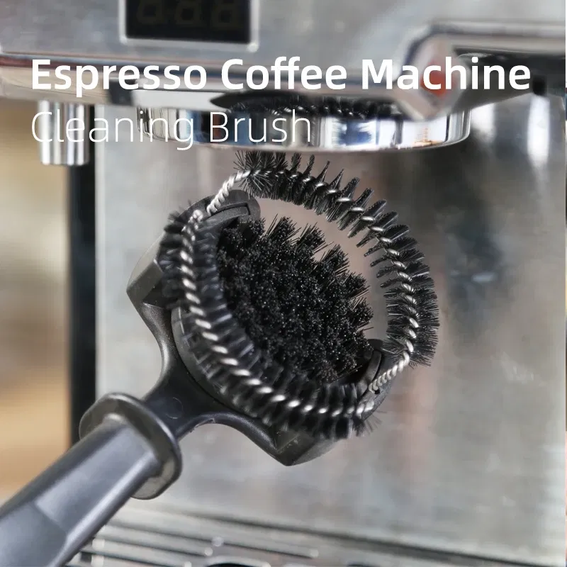 Color: black - 51/58mm Coffee Machine Brush Cleaner Removable Coffee Maker Espresso Group Head Semi-automatic Kitchen Cleaning Tool