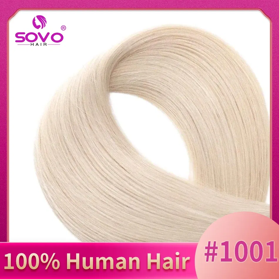 Color: #10/22/613, Length: 14 inches - SOVO Clip In Hair Extensions Human Hair 3 Pieces Bone Straight Clip Ins Hair Extension 60-90G Real Natural European Hair 12-26"