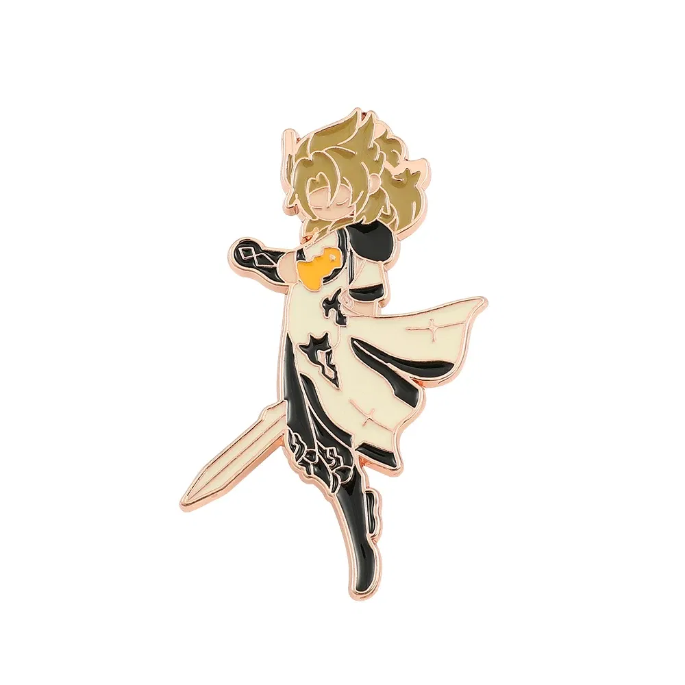 Metal color: Imitation Rhodium Plated, Ships From: CHINA - Game Genshin Impact Enamel Brooch Cosplay Figure Kaeya Alberich Jewelry Badge Props Lapel Pins for Jacket Pins Jewelry