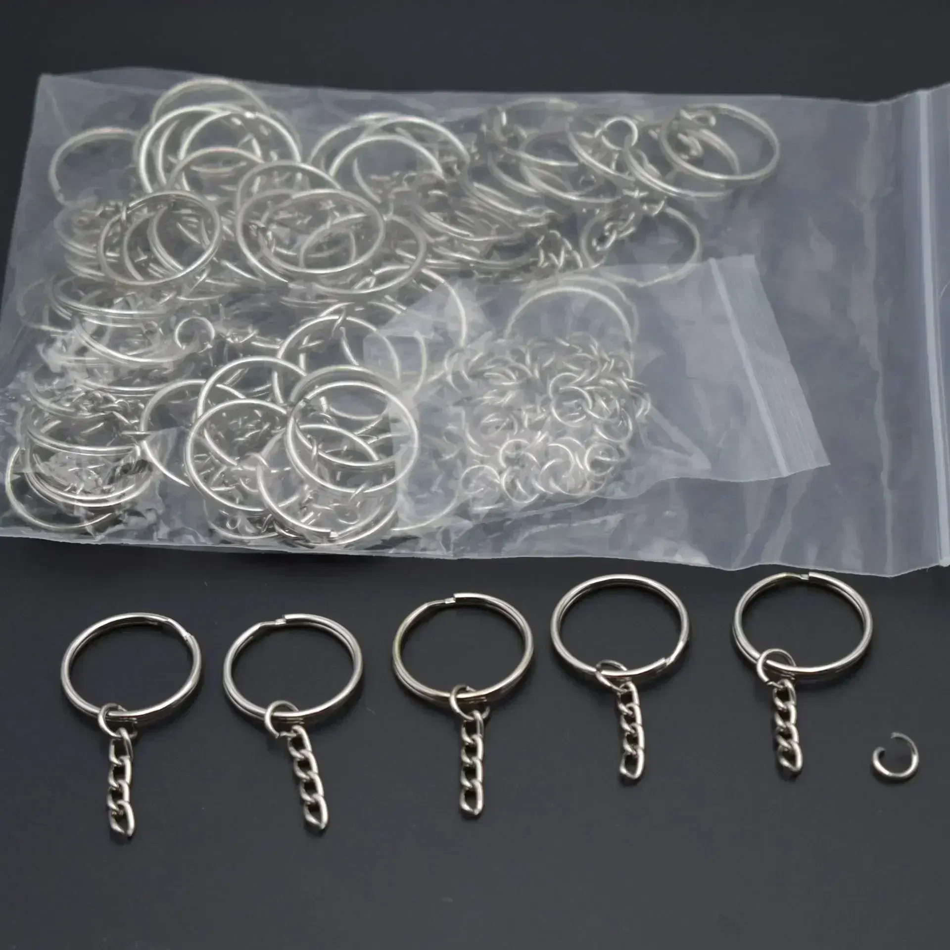 Color: Coffee - 200pcs Metal Blank Keyring Keychain Split Rings Keyfob Key Rings Lobster Clasp Key Chain Key Pendant Ring Stainless Steel Rings