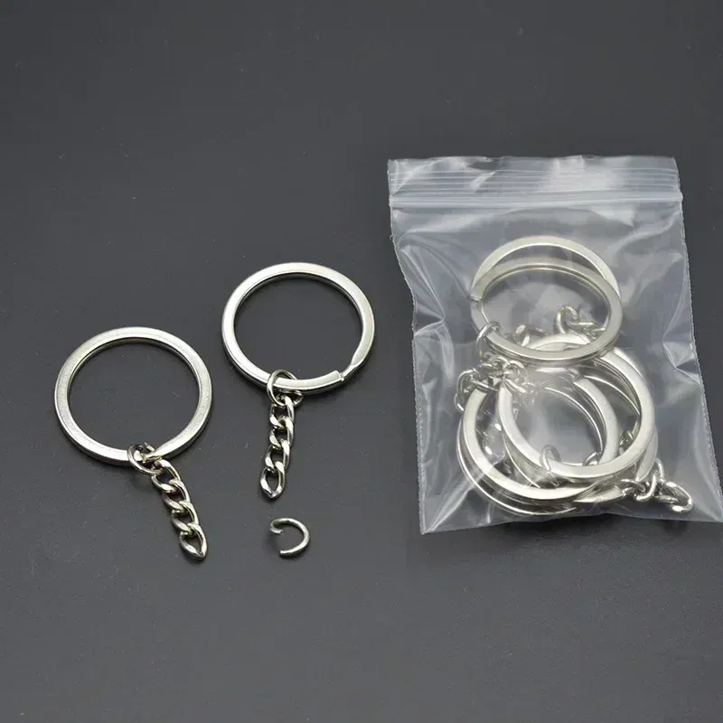 Color: Coffee - 200pcs Metal Blank Keyring Keychain Split Rings Keyfob Key Rings Lobster Clasp Key Chain Key Pendant Ring Stainless Steel Rings