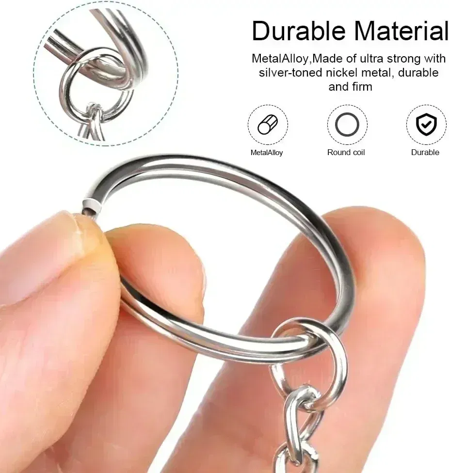 Color: Coffee - 200pcs Metal Blank Keyring Keychain Split Rings Keyfob Key Rings Lobster Clasp Key Chain Key Pendant Ring Stainless Steel Rings