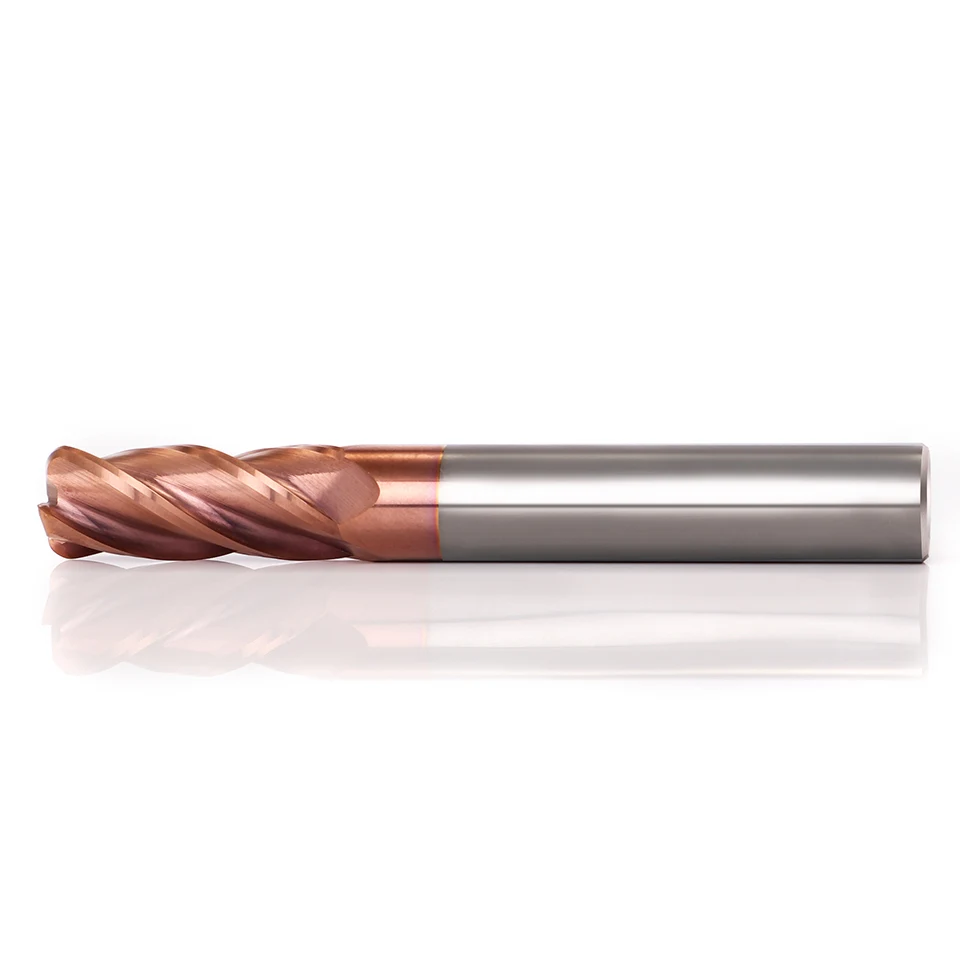 Cutting Edge Diameter: 2.4MM, Dimensions: 3.175*2*17 - AUGT HRC55 Carbide Bull Nose End Mill 4Flutes Copper Milling Cutter Alloy Coating Tungsten Steel Cutting Tool For CNC Maching