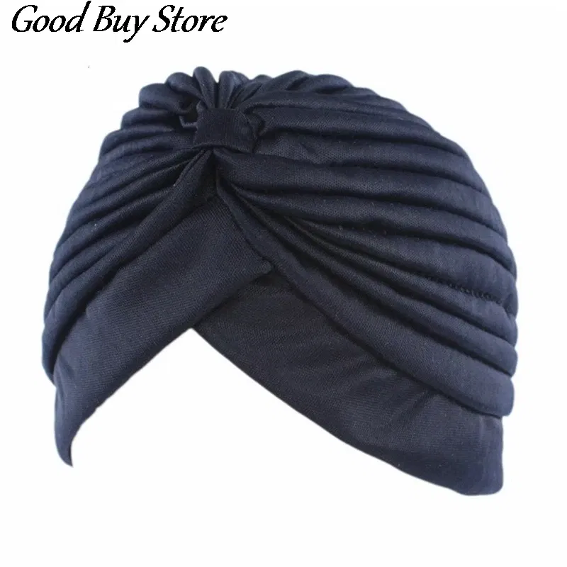 Color: red brown - Solid Color Turban Hat Women Muslim Stretch Hijabs Hats Islamic Underscarf Head Wrap Cap Female Plain Headwear Headband Soft