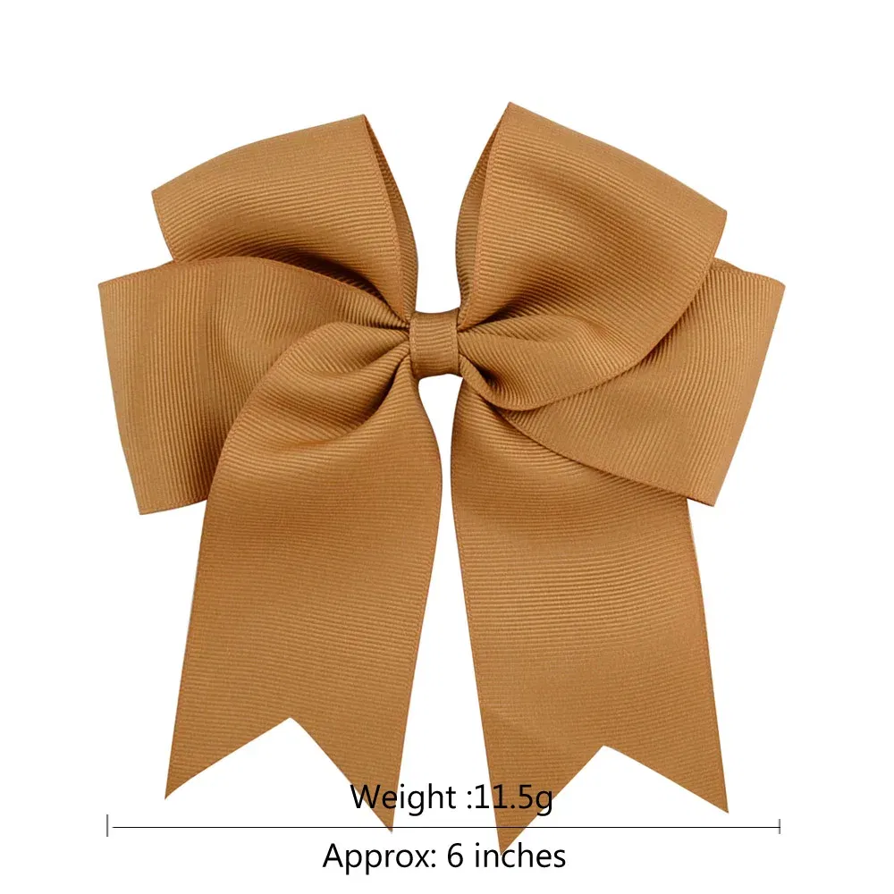 Color: PURPLE - 6 Inches Colorful Elegant Hair Bows With Clip Kids Girls Grosgrain Ribbon Hair Clip Hairgrips Headwear Baby Hair Accessories