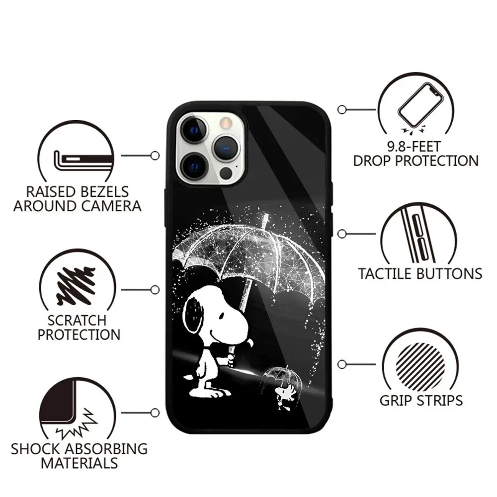 Color: GRAY, Material: Vinyl - Anime Cartoon-S-Snoopy-s Phone Case For iPhone 16,15,14,13,12,11,Plus,Pro,Max,Mini Magsafe Magnetic Wireless Charging