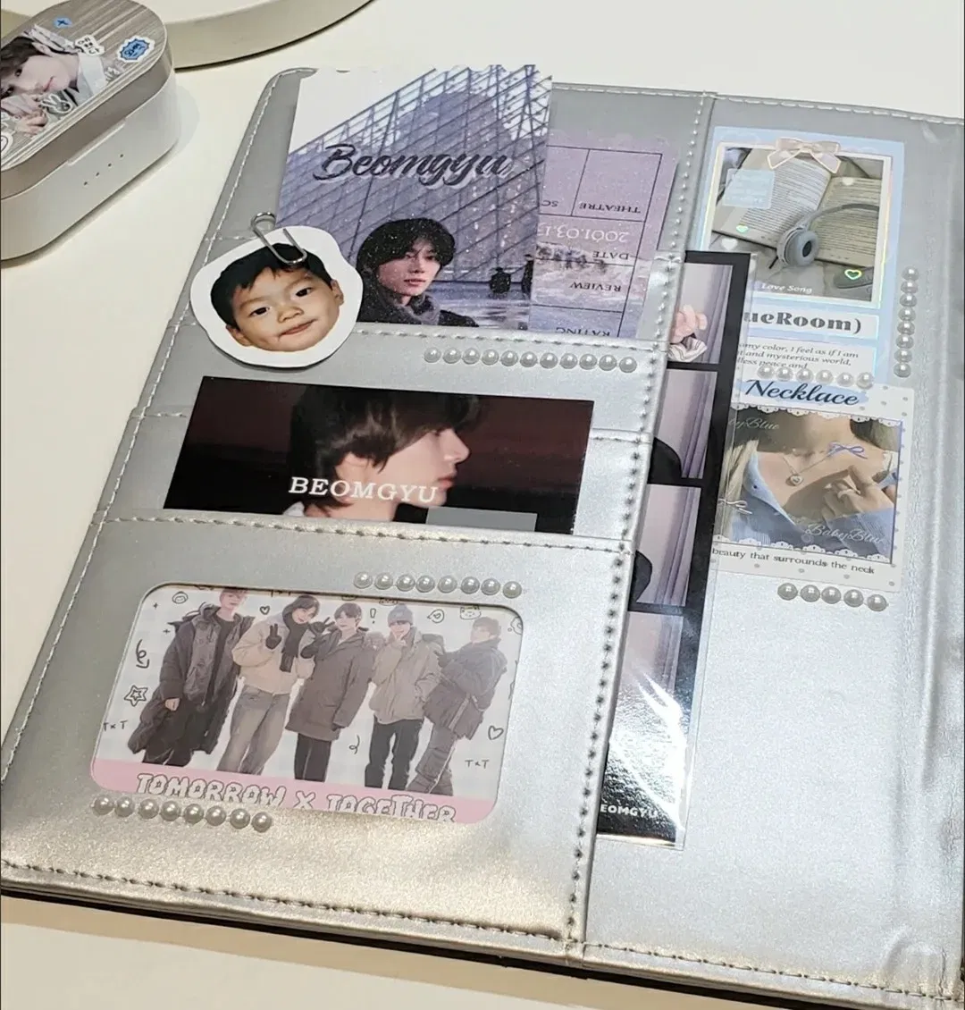 Color: Mixed Color - MINKYS PU Leather Silver A5 Kpop Photocards Collect Binder idol Photo Card Book Idol Storage Album Stationery