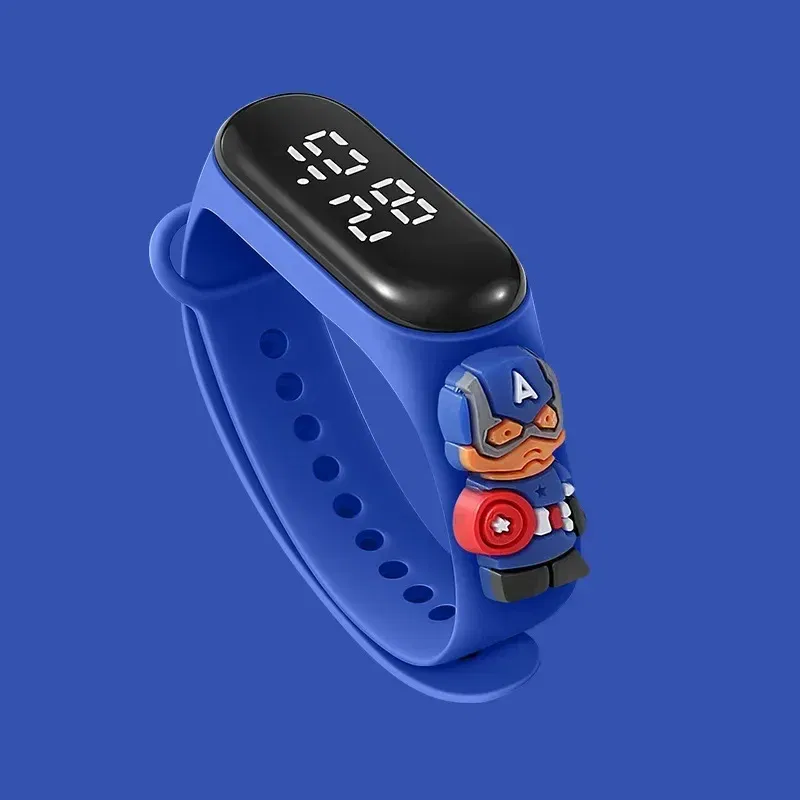 Color: Brown - Disney Stitch LED Waterproof Kids Digital Watch Spiderman Hulk Children Watch Sports Touch Electronic Kids Gifts