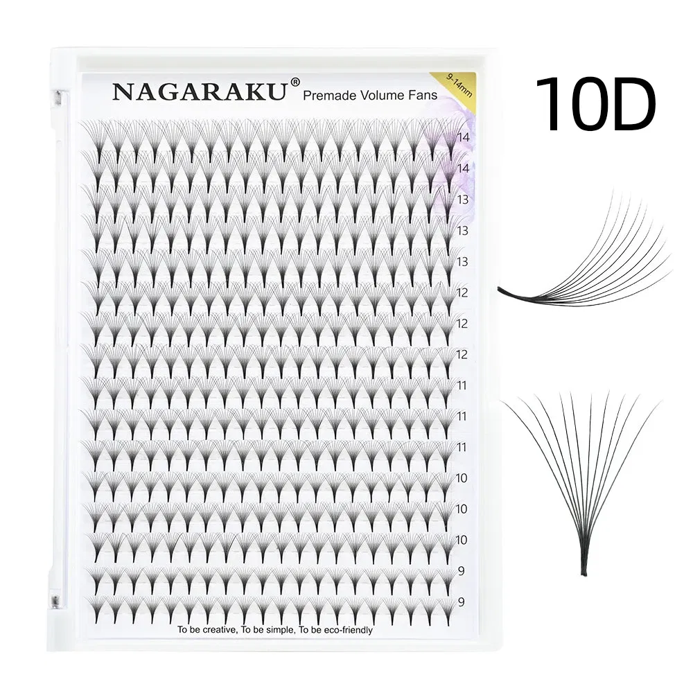 Color: BLACK & RED, Curl: C, Thickness: 0.07mm, Length: MIX - NAGARAKU Sharp Narrow Stem Premade Fans Eyelash Extension 5D 6D 10D Thin Pointy Base Russian Fans Ready Russian Volume