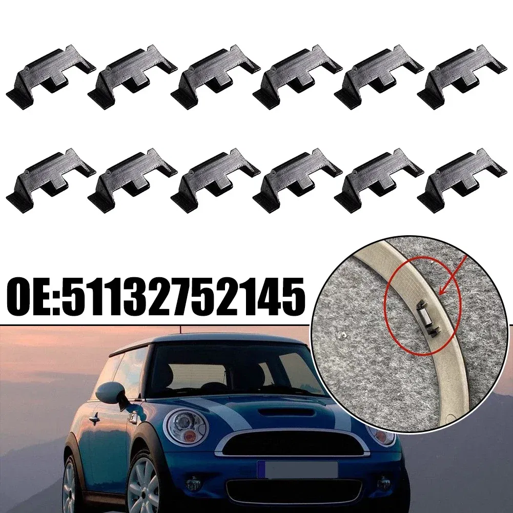12pcs Headlight Trim Ring Clips For Mini For Cooper R55 R58 51132752145 R55-R60 F56 Black Plastic Car Lights Base