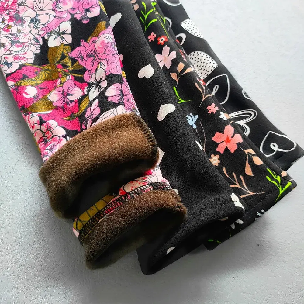 Color: Pink, Kid Size: 7 - Autumn Winter Print Flowers Thick Warm Kids Toddler Baby Girls Leggings Children's Pants