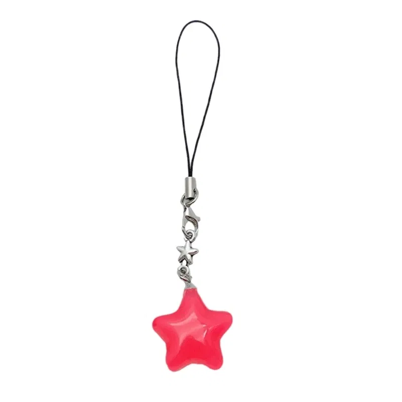 Color: Watermelon red - Goth Y2K Phone Charm Pendant Kawaii-Key Chain For Bag Cute Accessory Women Guitar Strap Lanyard Beaded Keychain Pendant