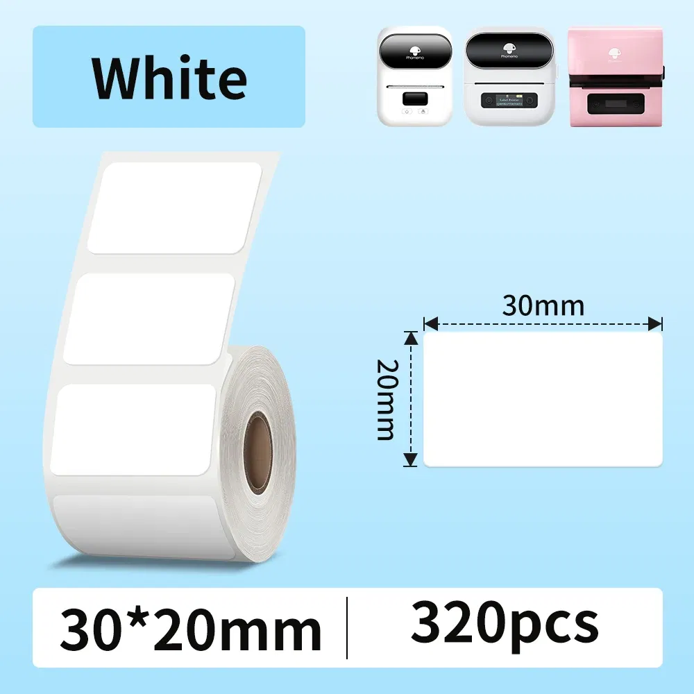 Color: Light Grey - Phomemo Label Maker Paper M110 Label Adhesive Paper White Waterproof Thermal Sticker for M110 M221 M200 M220 Portable Printer
