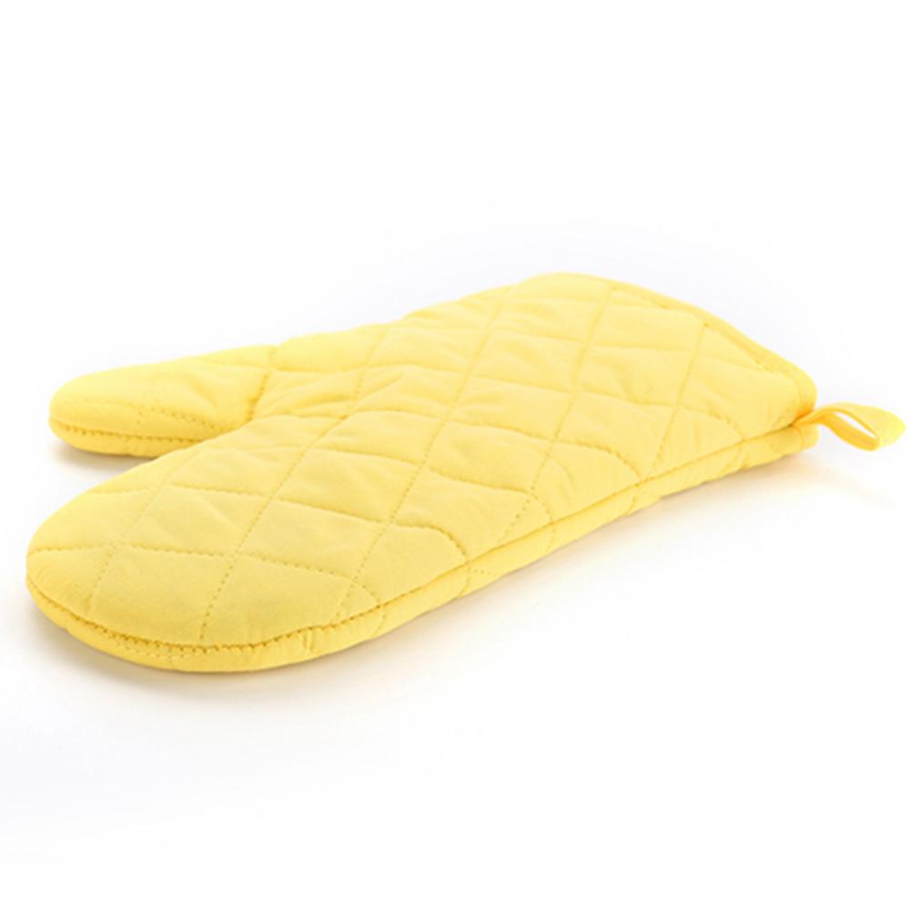 Color: Yellow - Cotton Oven Mitt High Quality Heat Proof Resistant Protector Kitchen Cooking Pot Holder Glove Kitchen Bakeware