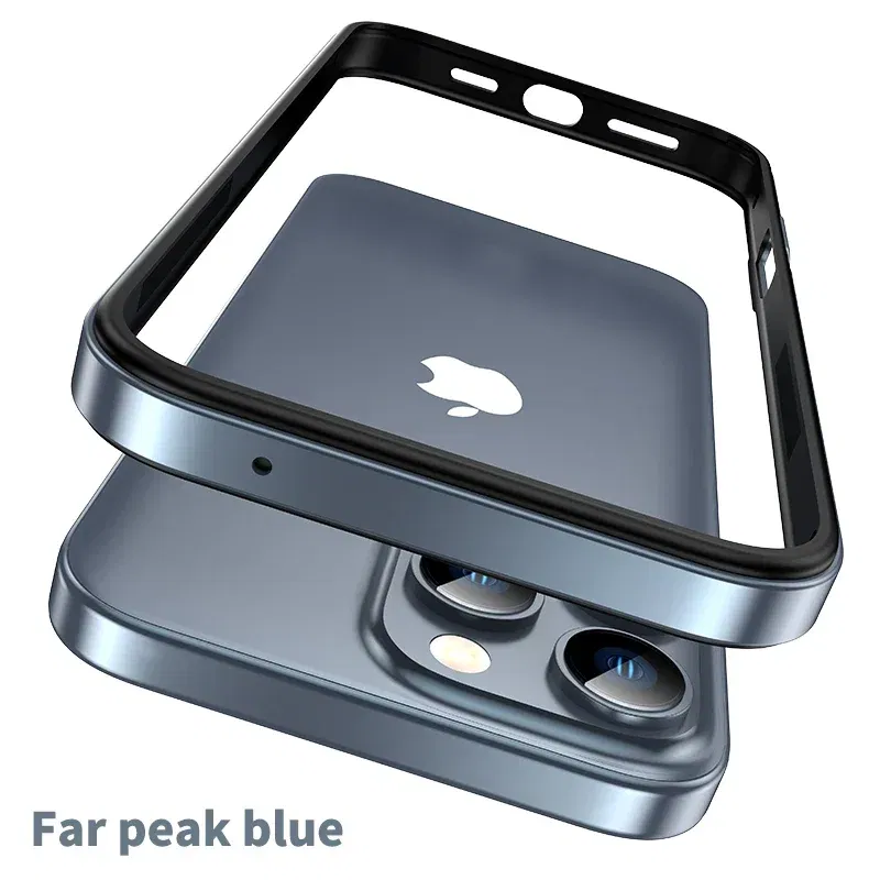 Color: Brown, Material: Microfiber - Titanium Metal Frame Bumper Shockproof Case for IPhone 16 15 Pro Max Plus 5G for Apple Solid Colour Protection Phone Cover