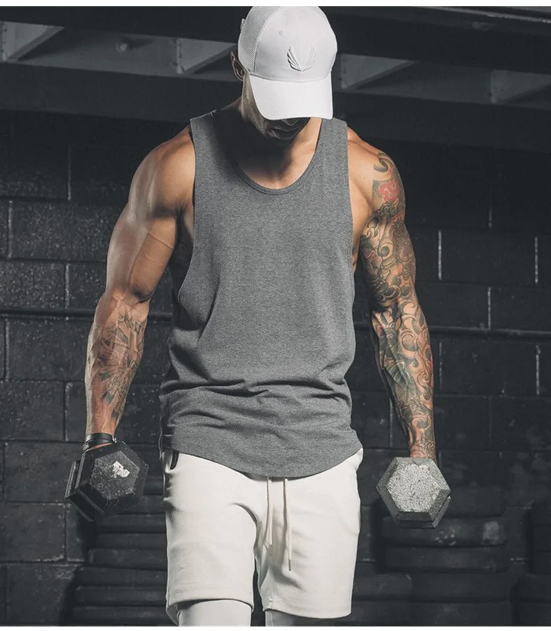 Free Mail New Men's Vest Muscle Europe And The United States Sports Vest Fit Running Fitness Movement Sleeveless Shirt Men's Sty