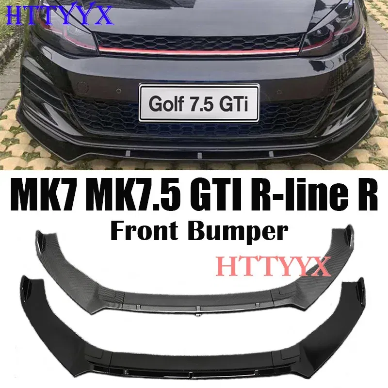 Color: Black - For Golf 7 7.5 MK7 MK7.5 GTI GTD R R-Line 2012-2020 Maxton Style Front Bumper Splitter Lip Diffuser Body Kit Spoiler Guard