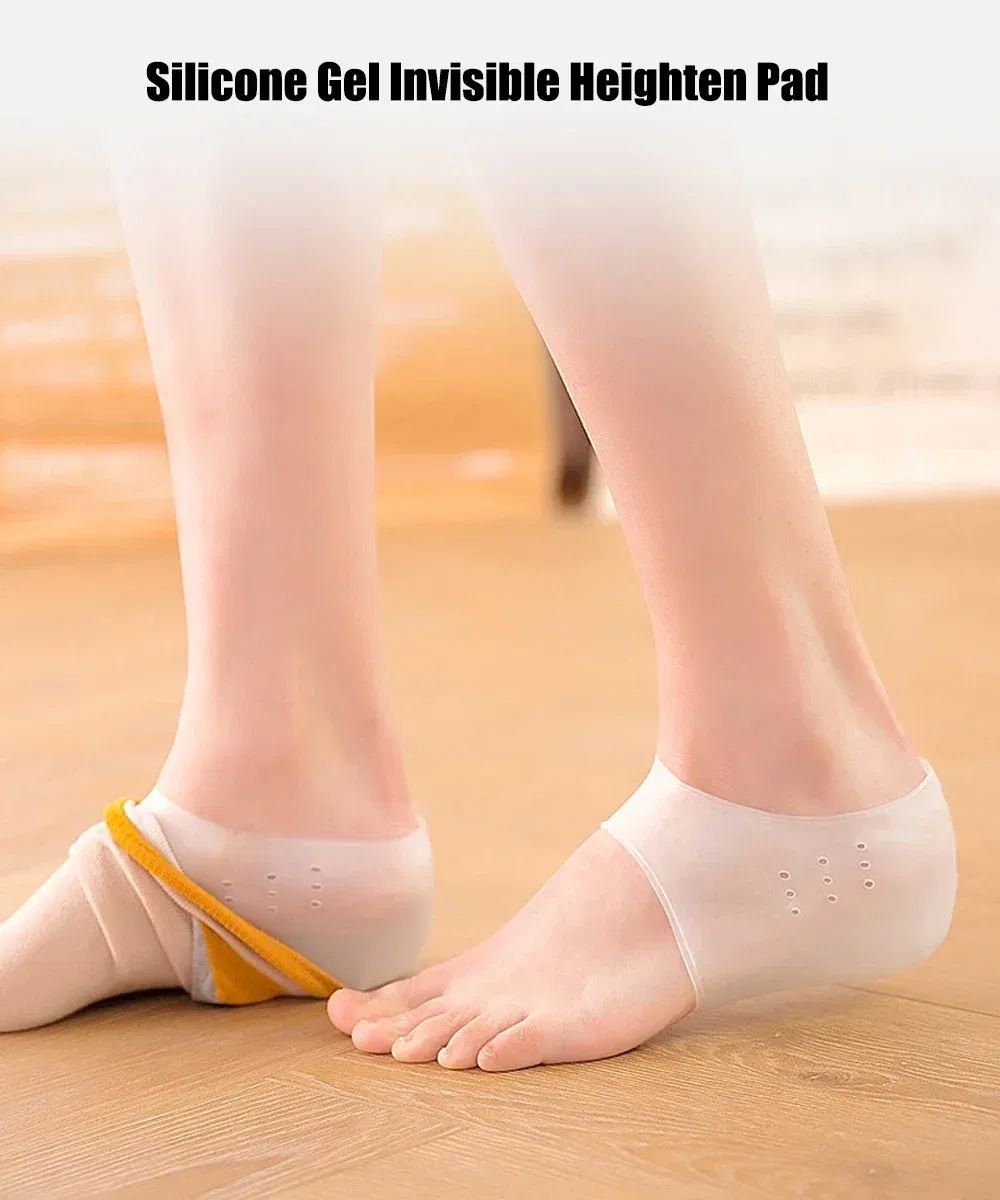Color: GRAY, Shoe Size: 1, Ships From: CHINA - Silicone Height Increase Insoles for Man Woman Shoes Lift Insert Gel Shoe Pads With Breathable Holes Invisible Height Heel Socks