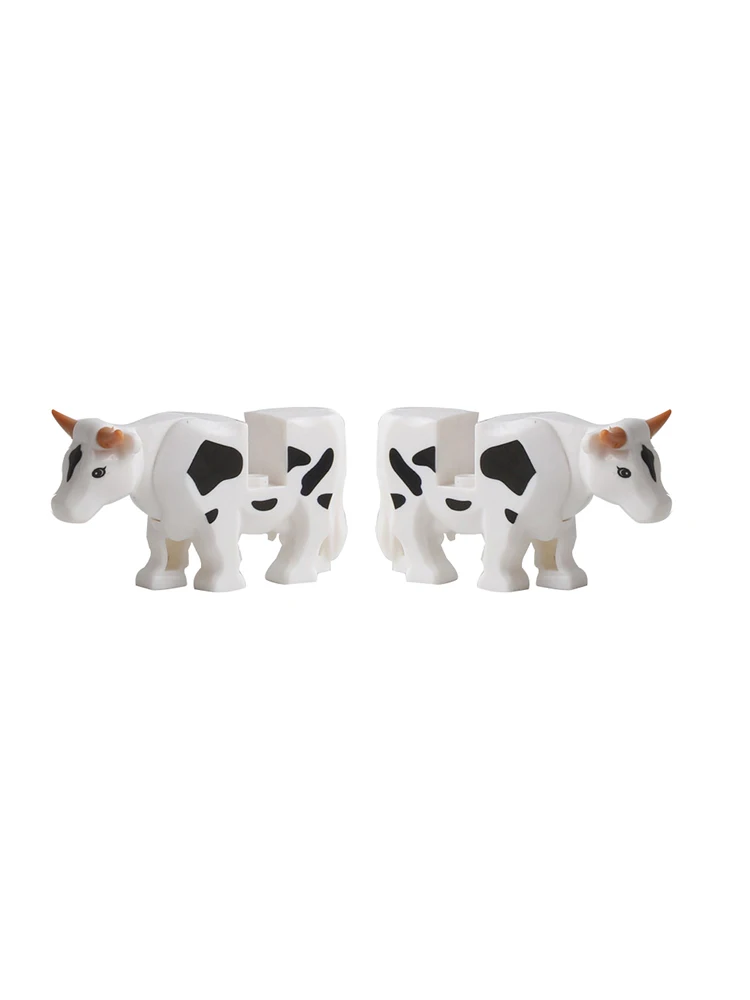 Color: Wood - 1pcs MOC Animal Cow Building Blocks Scene Buffalo Model Assembly Farm Pastoral Building Scene DIY Children's Toy Gift