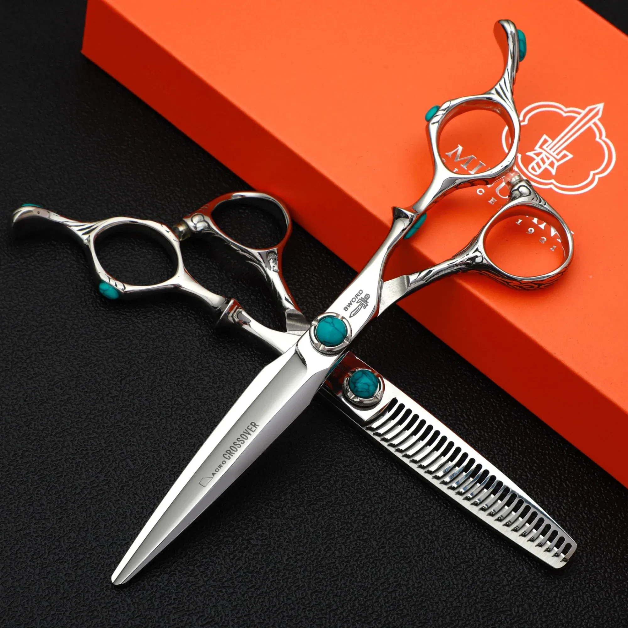 Color: plum - MIZUTANI professional hairdressing scissors thinning shears 6-6.5-7 inch barber scissors VG10 steel Hair cutting machine