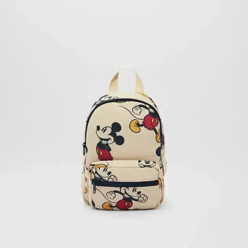 Color: Gold - Disney New Mickey Cartoon Fashion Backpack Women's Minnie Canvas School Bag Boys and Girls Fashion Large Capacity Backpack
