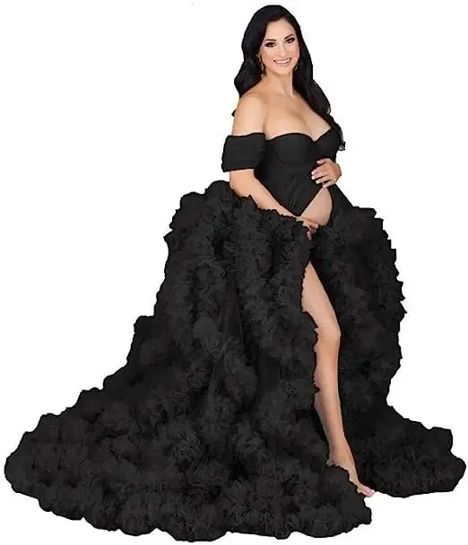 Color: MAROON, Maternity Size: M, Ships From: CHINA - Tulle Long Maternity Dress Photoshoot п?»?°?‚ь?µ photography dresses baby shower dresses for pregnant woman п?»?°?‚ь?µ д?»я ?±?µ