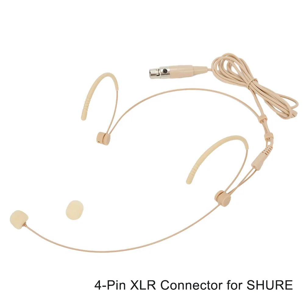 Color: Brown, Ships From: CHINA - Beige Headworn Microphone with Smooth Steel Ear Hang Perfect for Houses of Worship and Minimum Visibility Applications