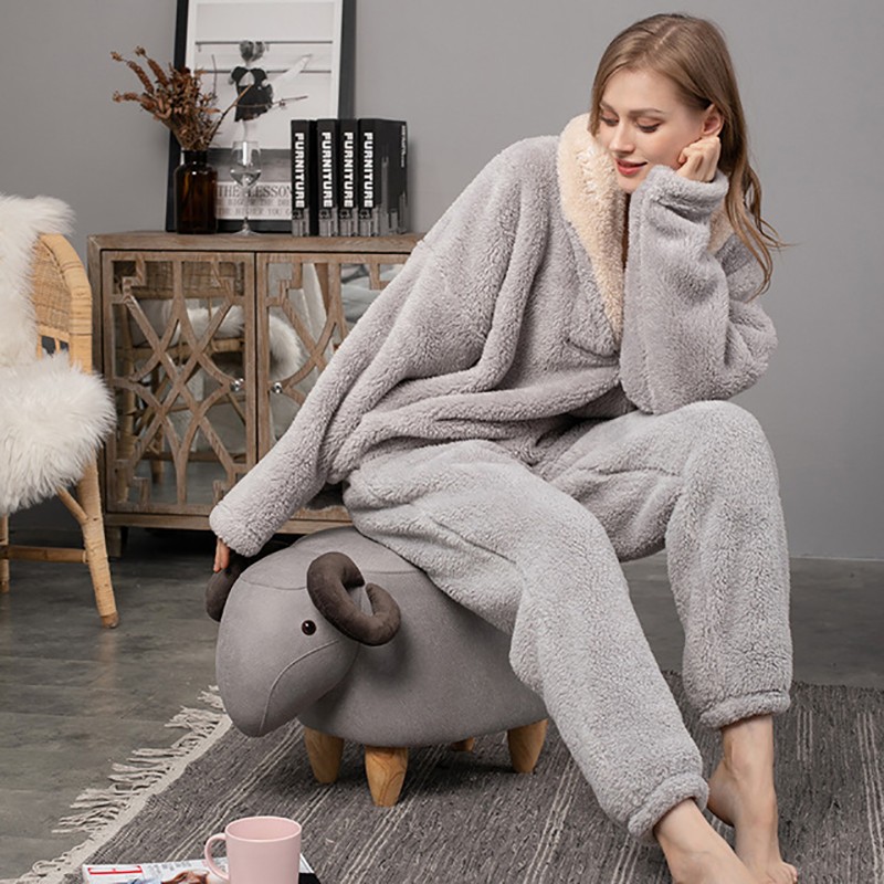 CosyMatch: Flannel Couples Pajama Set - Thickened for Home Comfort