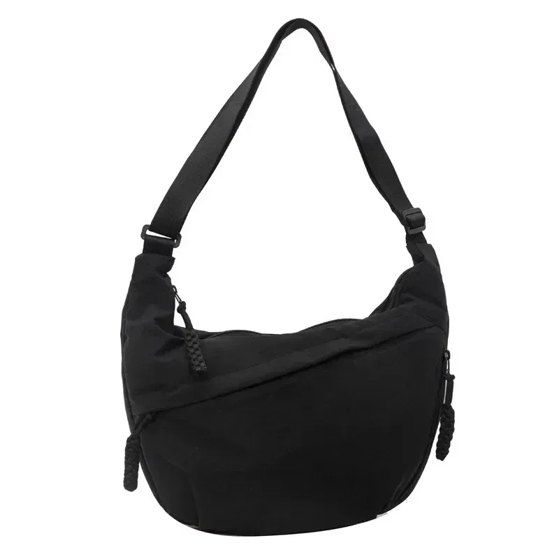Color: black - Trendy Women's Soft Cloth Shoulder Bag Solid Color Student Casual Style Big Handbags Crossbody Bags for Women Shoulder Hobos Bag
