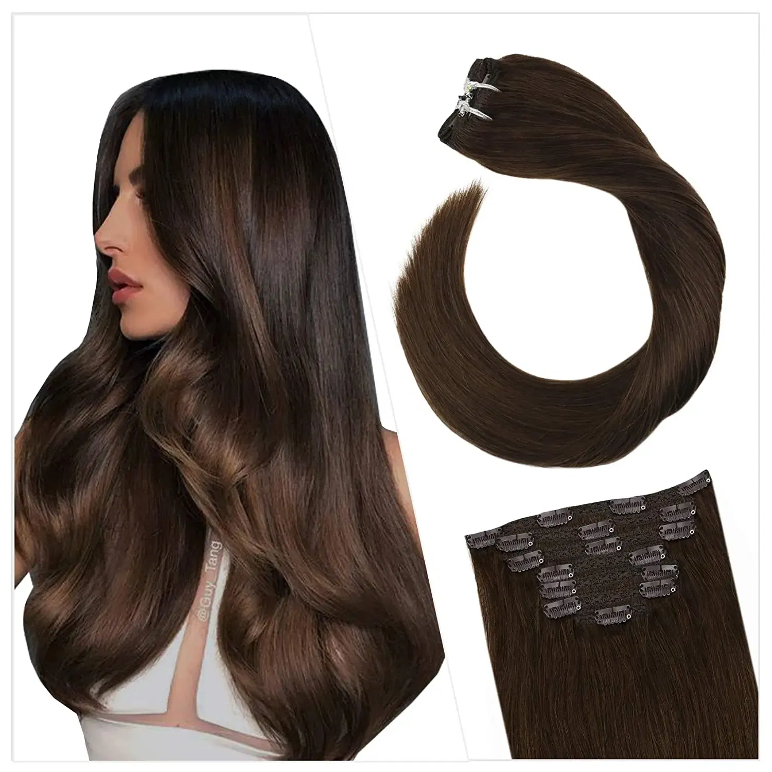 Color: Red, Length: 16 inches, Weight Per Package: 120g/Set - [16 Colors] Ugeat Clip in Hair Extensions Human Hair 14-22" Double Weft Remy Hair Full Head Clip in Extensions for Woman 7Pcs