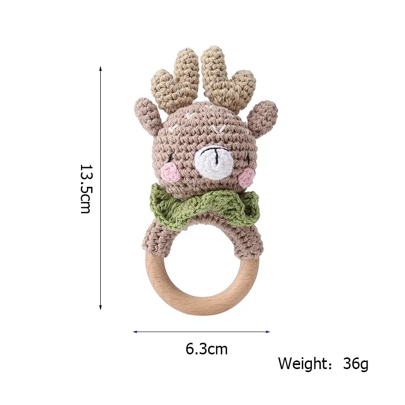 Color: MULTI - Bopoobo 3PCS/5PCS Crochet Bunny Baby Teether Rattle Animal Beech Wood Teether Pacifier Chain Crochet Rattle For Newborn Baby