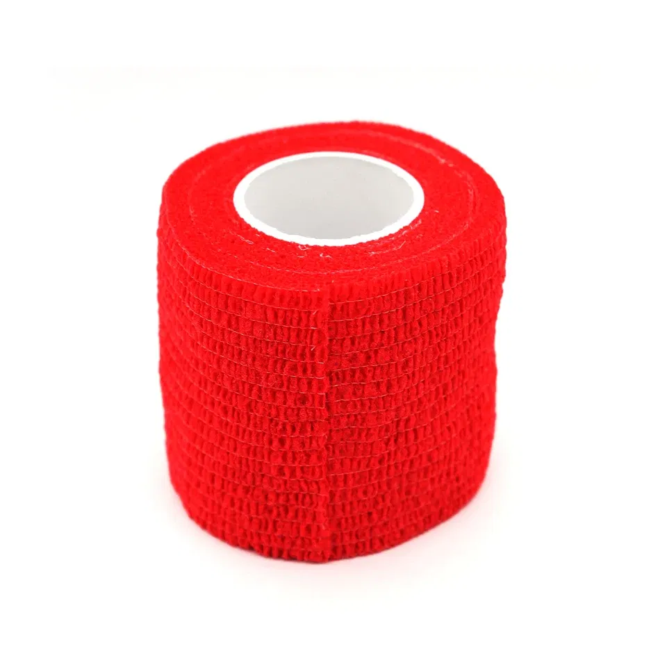 Color: Red - 1pc Disposable Self-adhesive Flex Elastic Bandage Tape For Tattoo Handle Grip Tube Wrap Elbow Sport Stick Accessories 5*450cm