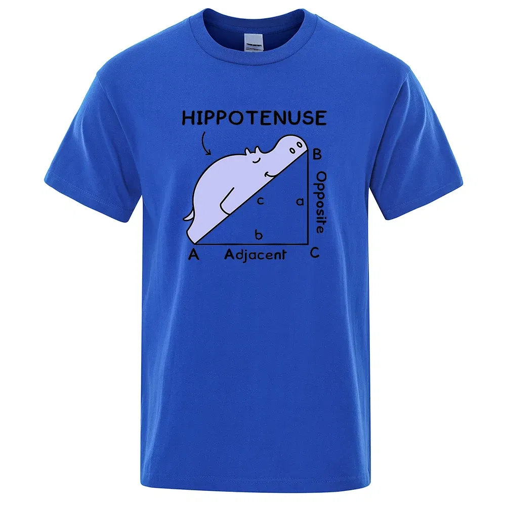 Color: SKY BLUE, Size: L - Hippotenuse Opposite Adjacent Funny Printed Men Women T Shirts Trigonometric Functions Cotton Short Sleeve Streetwear T-shirt