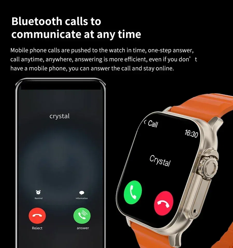 Color: WHITE - New Watch T800 U2 Smart Watch 49mm 2024 New NFC Men Women GPS Track Bluetooth Call BT Music Games Wireless Charging Smartwatch