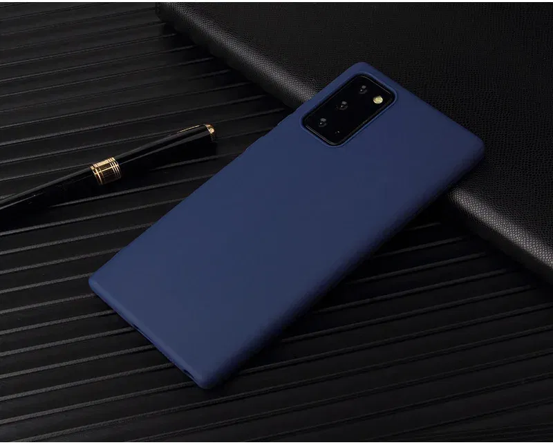 Color: Dark Blue, Material: Leather - Matte Case For Samsung Galaxy A51 A71 S20 Ultra S10 Plus A01 A31 A81 A91 A10 A20 A30 A40 A50 A70 Solid Color Silicone Cover
