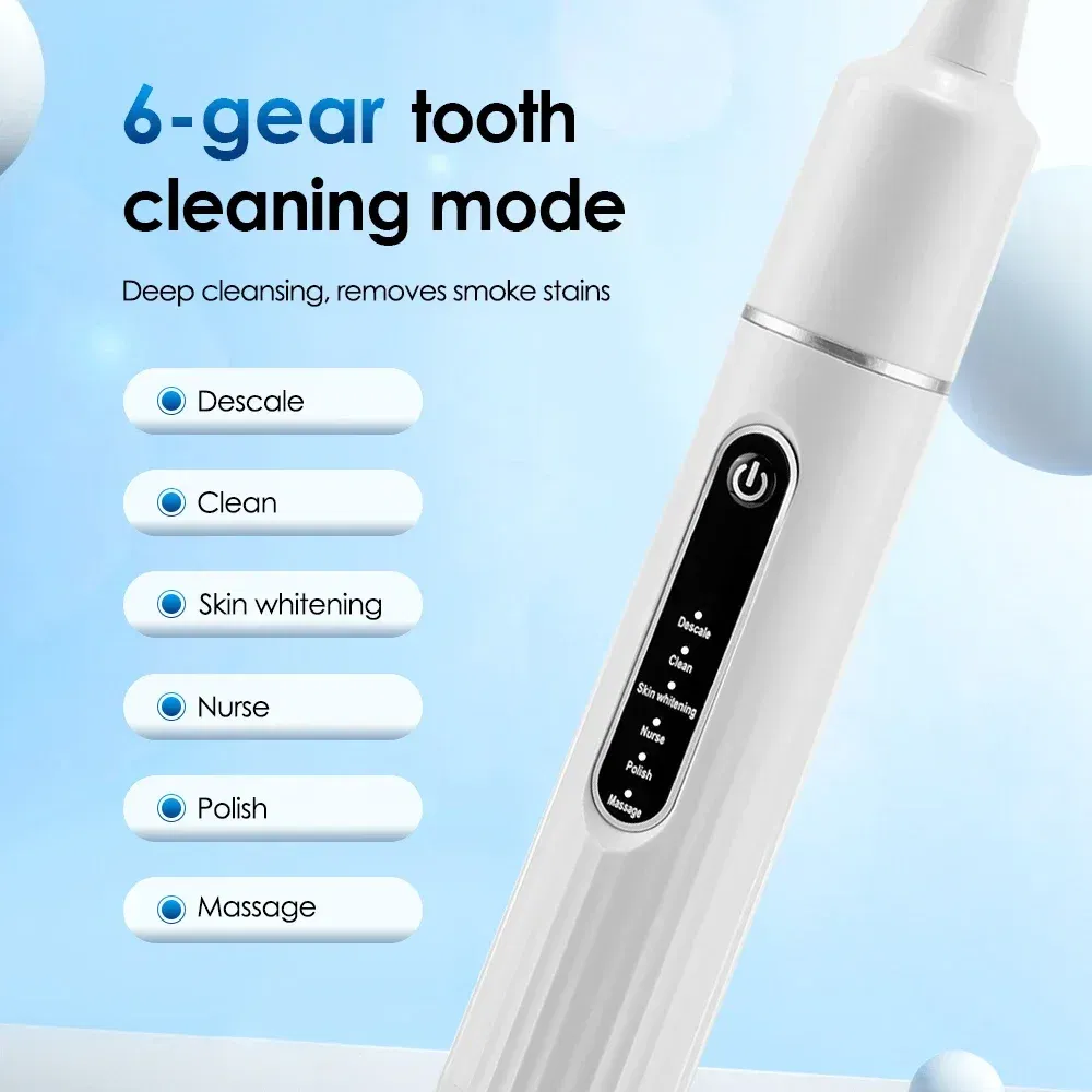 Color: Blue - Electric Sonic Vibration Toothbrush Dental Scaler Teeth Whitening Plaque Calculus Coffee Smoke Stains Tartar Removal Tooth Clean