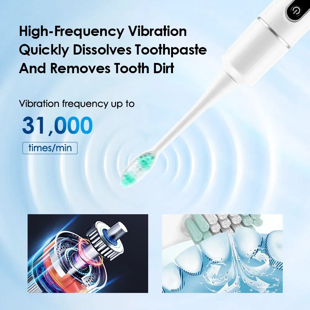 Color: Blue - Electric Sonic Vibration Toothbrush Dental Scaler Teeth Whitening Plaque Calculus Coffee Smoke Stains Tartar Removal Tooth Clean