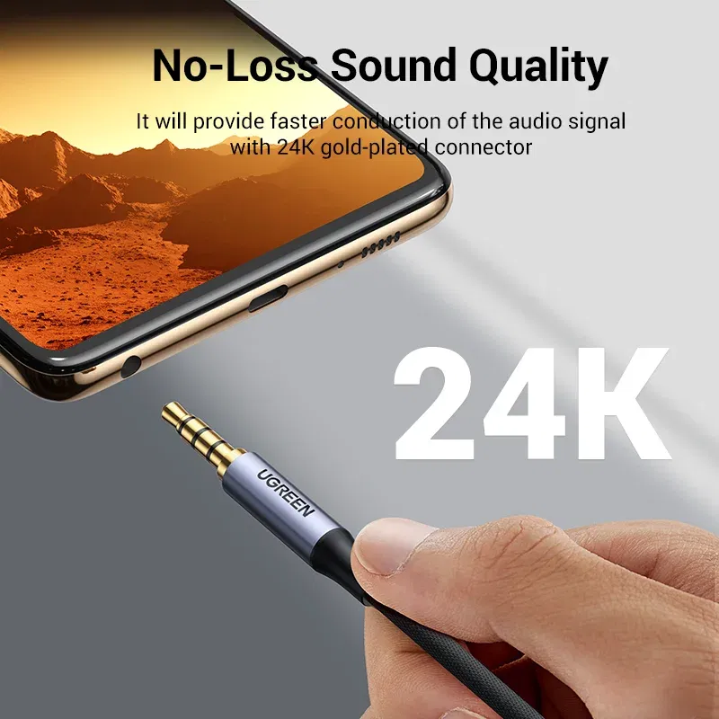 Color: black, Length: 2m, Ships From: CHINA - UGREEN 3.5mm Aux Cable 4 Pole TRRS 4-Conductor Auxiliary Male to Male Stereo Jack HiFi Support Microphone Function Audio Cable