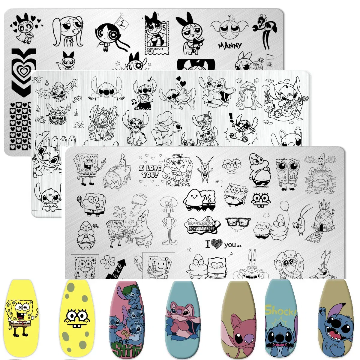 Color: Silver, Ships From: CHINA - 1PC Cute Animal Nail Stamping Plates Cartoon Character polish Nail Stamp Nail Art Template Image Plate Art stencils For Stamping
