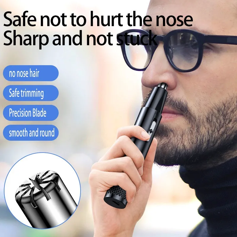Color: black - Nose Hair Trimmer USB Charging New High Quality Electric Portable Men Mini Nose Hair Trimmer