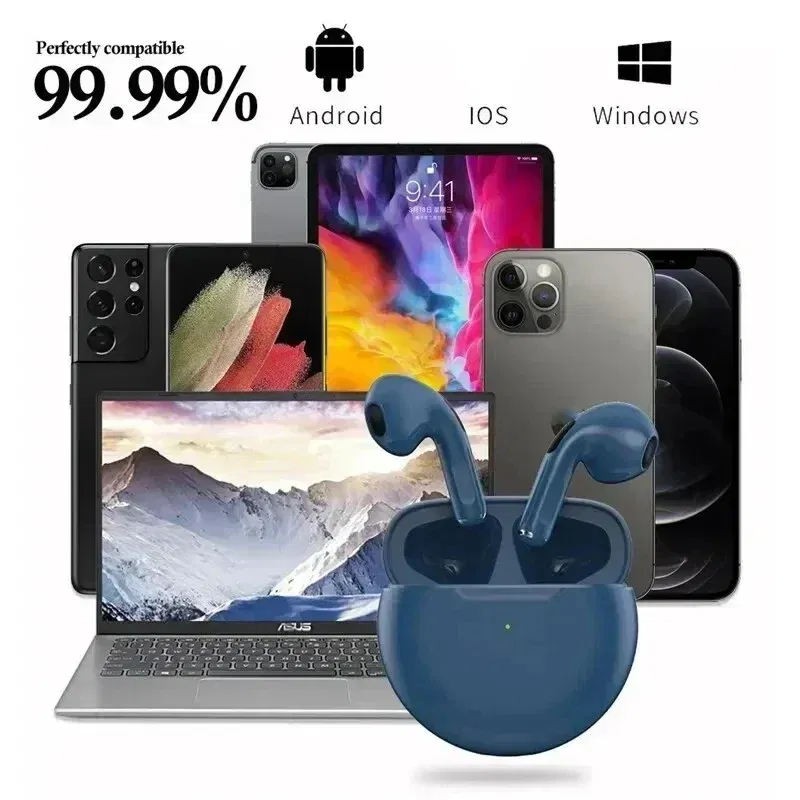 Color: Yellow - Air Pro 6 TWS Wireless Headphones with Mic Fone Bluetooth Earphones Sport Earbuds Pro6 J6 Headset for Apple iPhone Xiaomi Huawei
