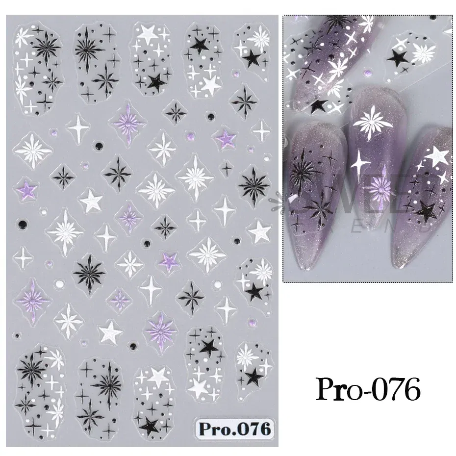 Color: Pink - 5D Embossed Elk Nail Art Sticker Cute Christmas Winter Santa Claus Snowflake Gingerbread Man Engraved Slider Manicure Decoration