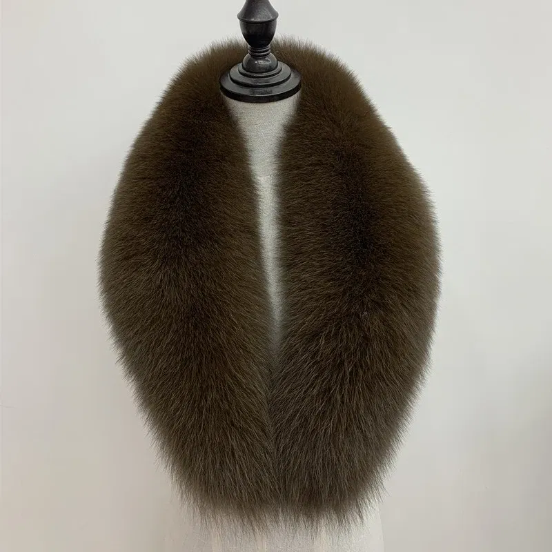 Color: Red, Size: M - Winter Real Fox Fur Collar Woman Black Natural Fur Scarf Shawl For Women Collars Wraps Neck Warmer Fur Scarves Luxery Scarf Men
